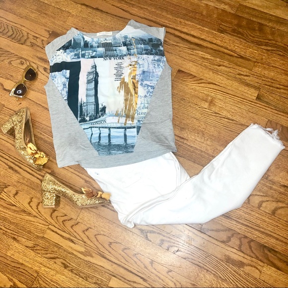 NYLON APPAREL city skyline contrast panel box tee - Picture 1 of 5